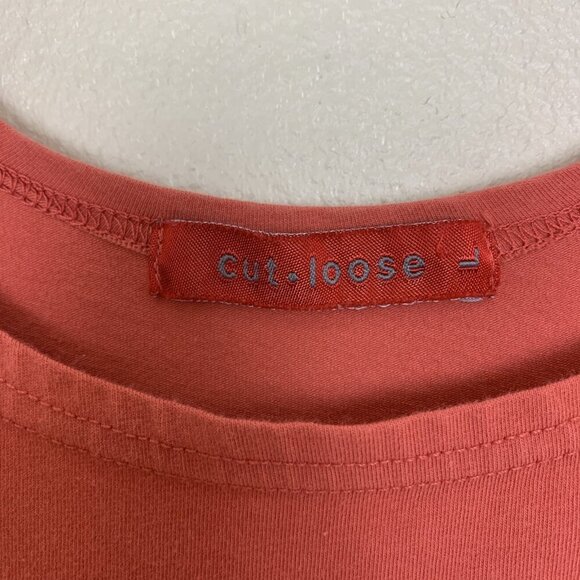 Cut Loose Womens L Tank Top Knit Sleeveless Orange Cotton Spandex Stretch Boho - Picture 2 of 12